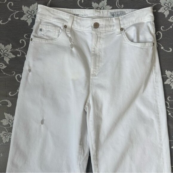 Adriano Goldschmied  The Saige High Rise Wide Leg Crop in White Sz 27 - Picture 3 of 13